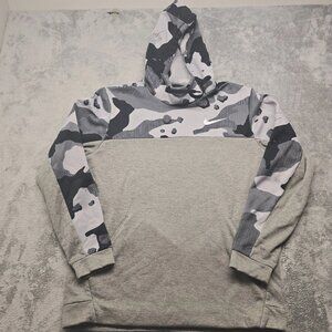 Nike Dri-Fit Pullover Hooded Sweatshirt Mens XL Heather Gray Camo Long Sleeve